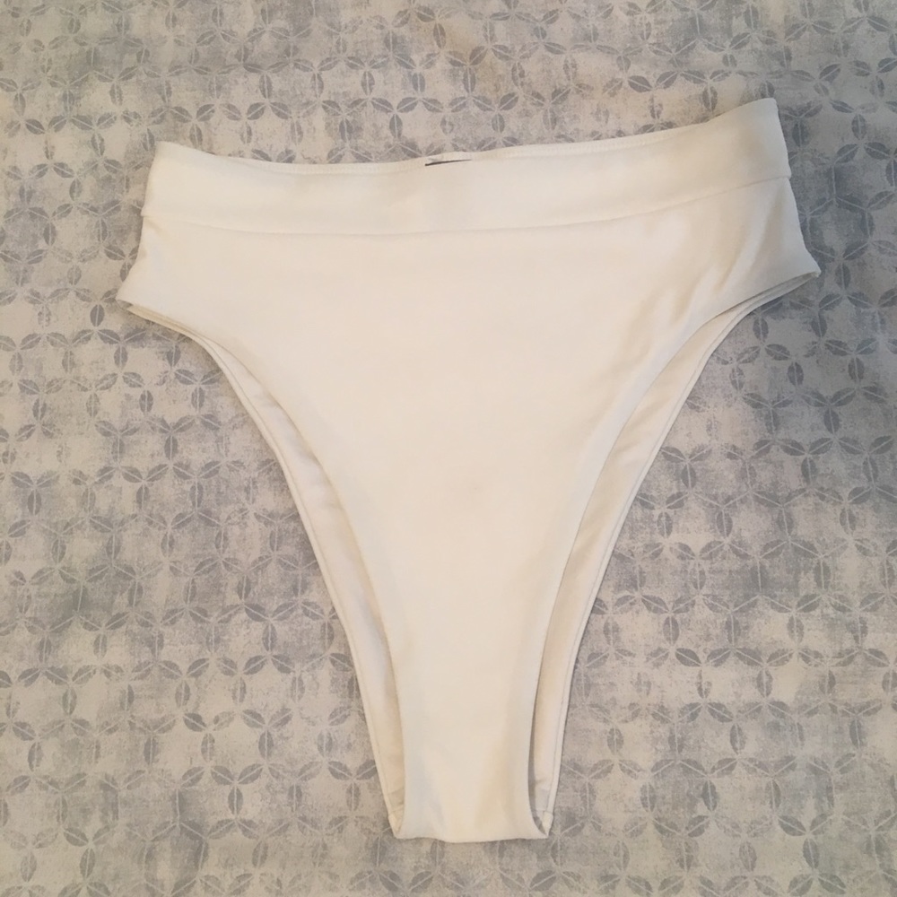 White High Waisted Cheeky Bathing Suit Bottoms